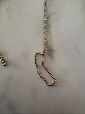 California Outline Pendant Necklace - Gold Tone